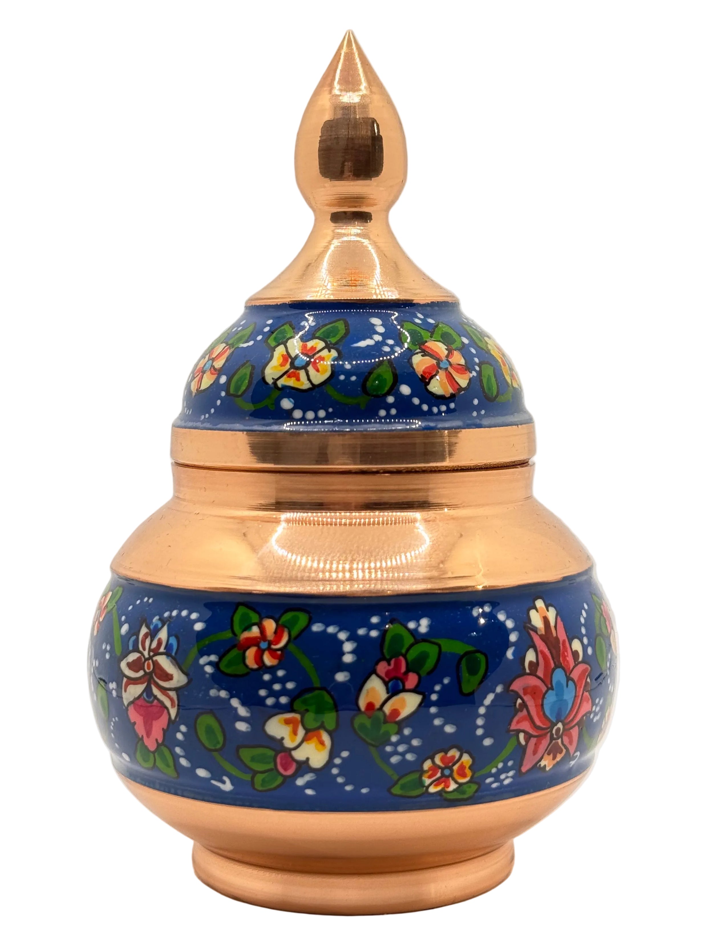 Hand-Painted Copper Candy Jar with Lid