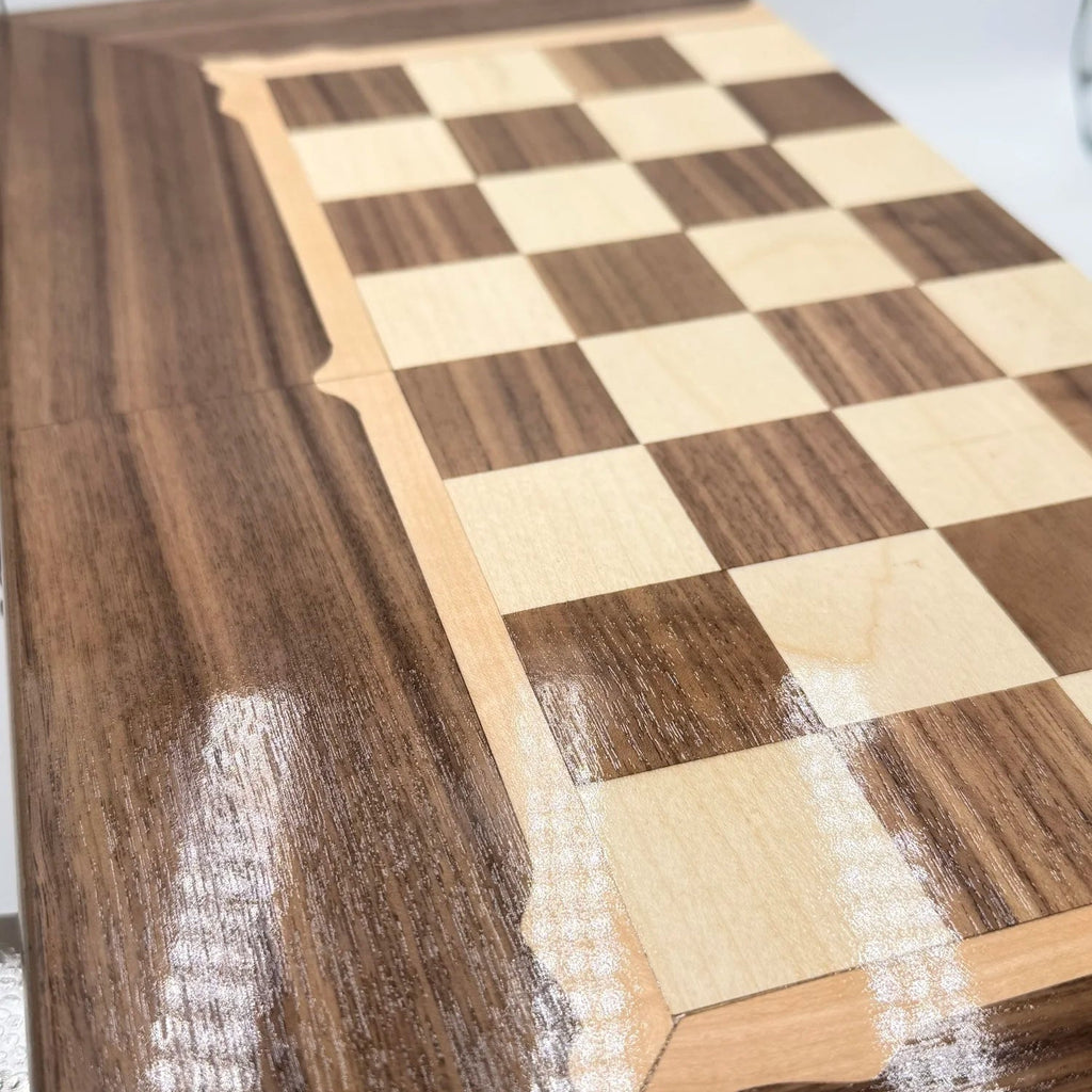 Walnut wood backgammon board